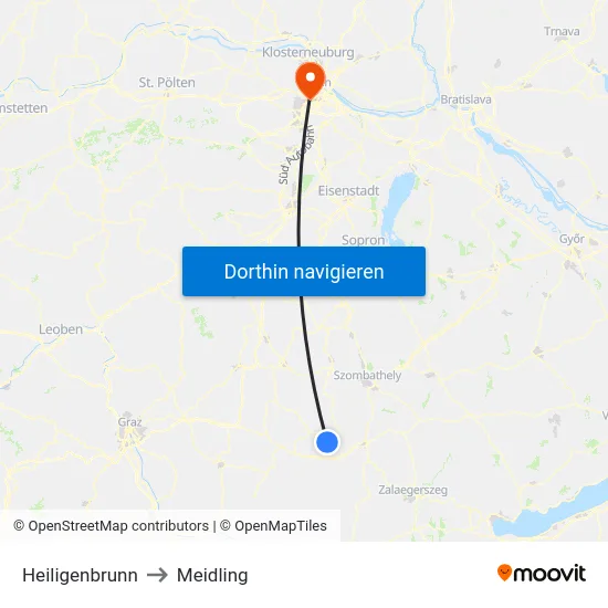 Heiligenbrunn to Meidling map