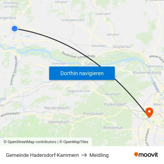 Gemeinde Hadersdorf-Kammern to Meidling map