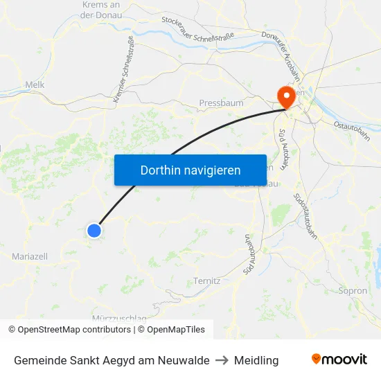 Gemeinde Sankt Aegyd am Neuwalde to Meidling map