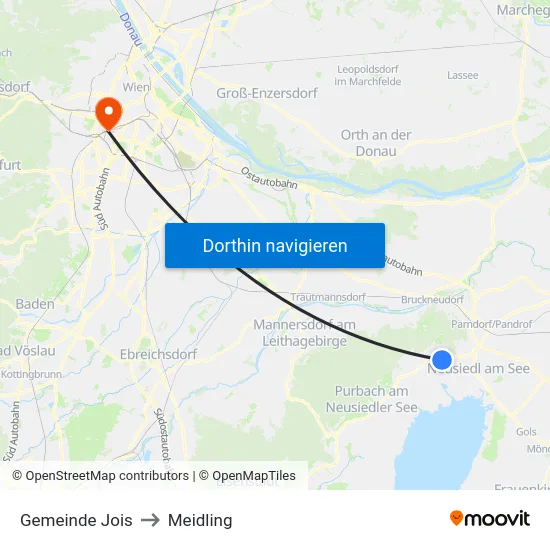 Gemeinde Jois to Meidling map