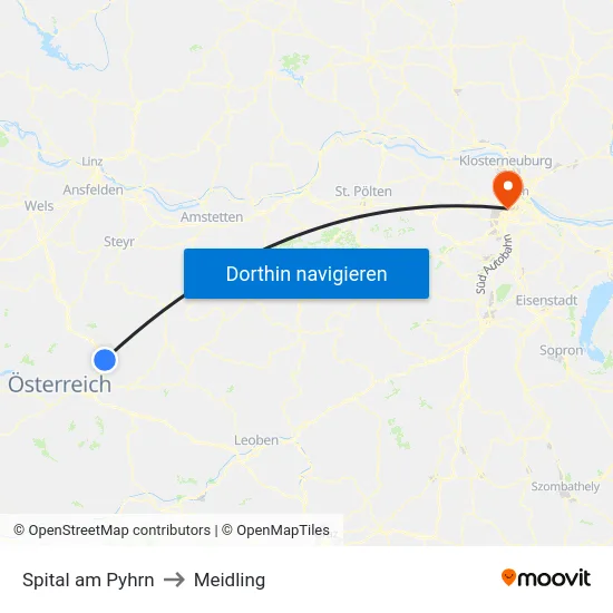 Spital am Pyhrn to Meidling map