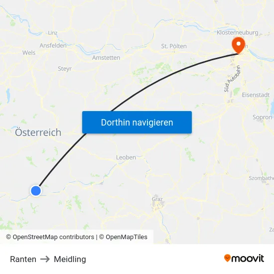 Ranten to Meidling map