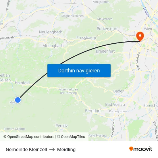 Gemeinde Kleinzell to Meidling map