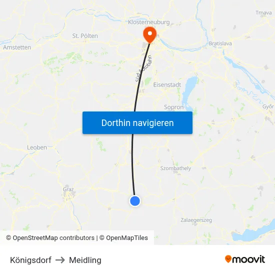 Königsdorf to Meidling map
