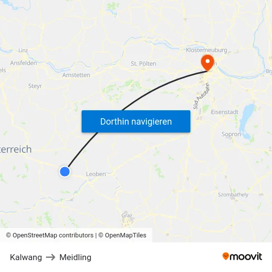 Kalwang to Meidling map