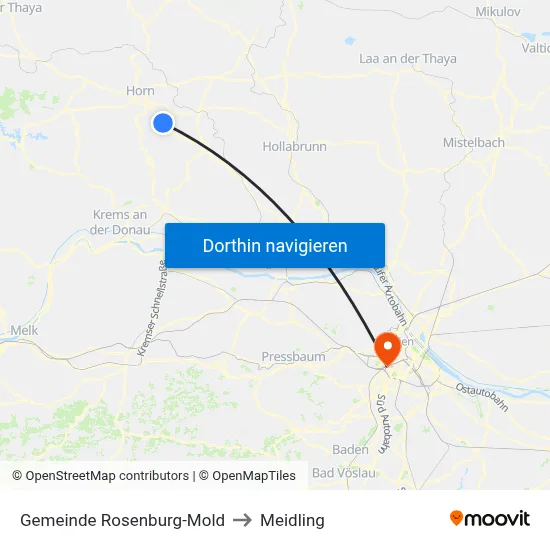 Gemeinde Rosenburg-Mold to Meidling map