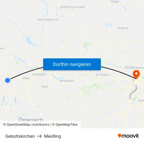 Geboltskirchen to Meidling map