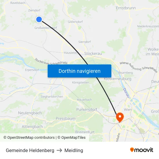 Gemeinde Heldenberg to Meidling map