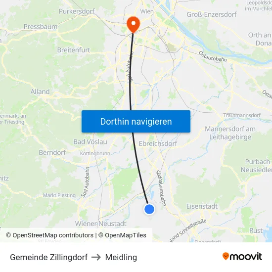 Gemeinde Zillingdorf to Meidling map