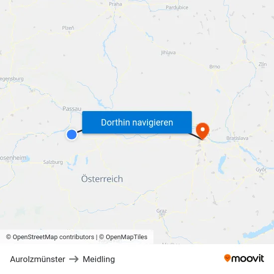 Aurolzmünster to Meidling map
