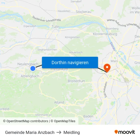 Gemeinde Maria Anzbach to Meidling map