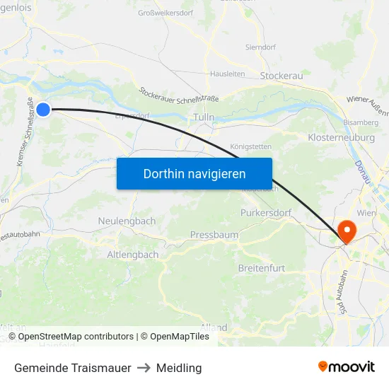 Gemeinde Traismauer to Meidling map