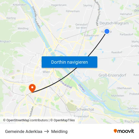 Gemeinde Aderklaa to Meidling map