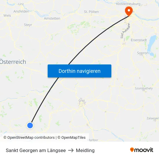Sankt Georgen am Längsee to Meidling map
