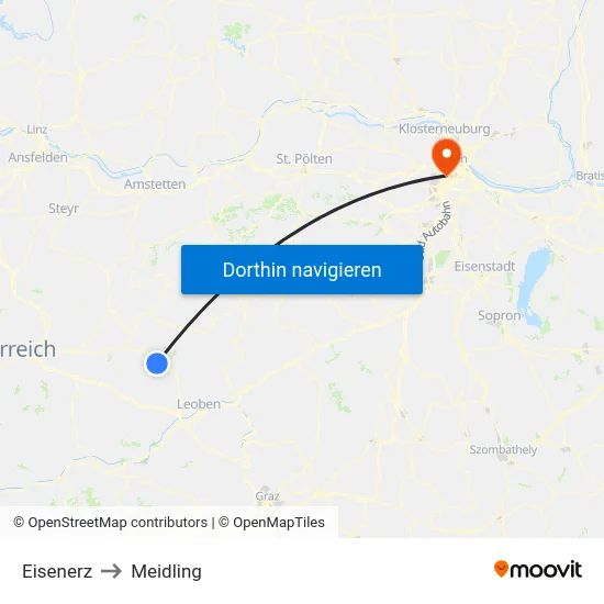 Eisenerz to Meidling map