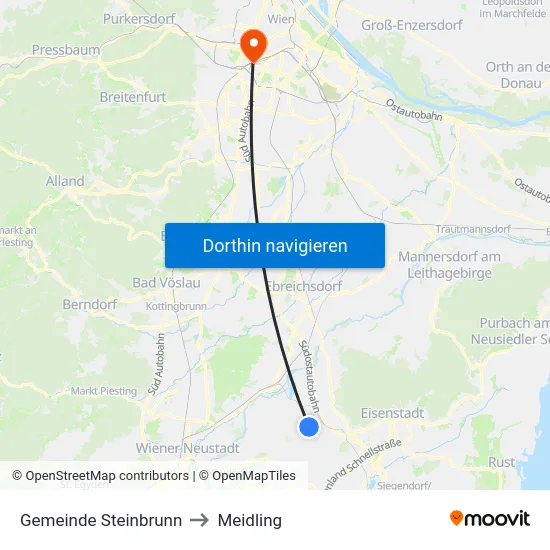 Gemeinde Steinbrunn to Meidling map