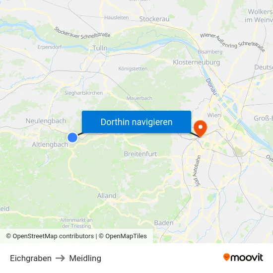 Eichgraben to Meidling map