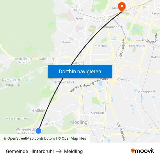 Gemeinde Hinterbrühl to Meidling map