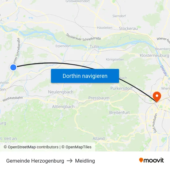 Gemeinde Herzogenburg to Meidling map
