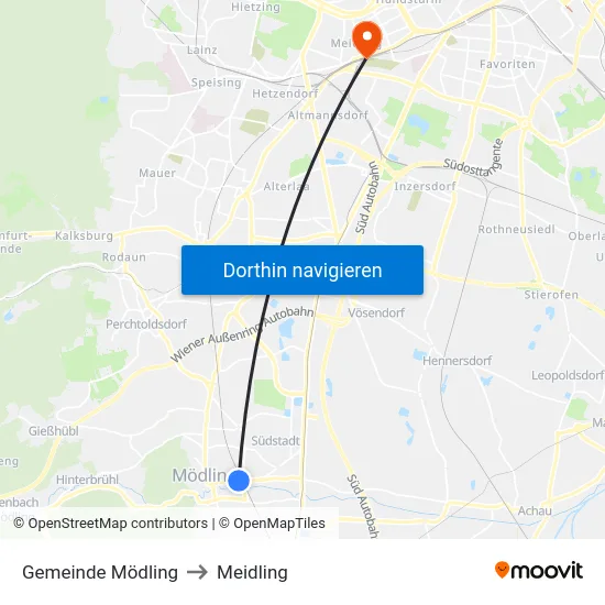 Gemeinde Mödling to Meidling map