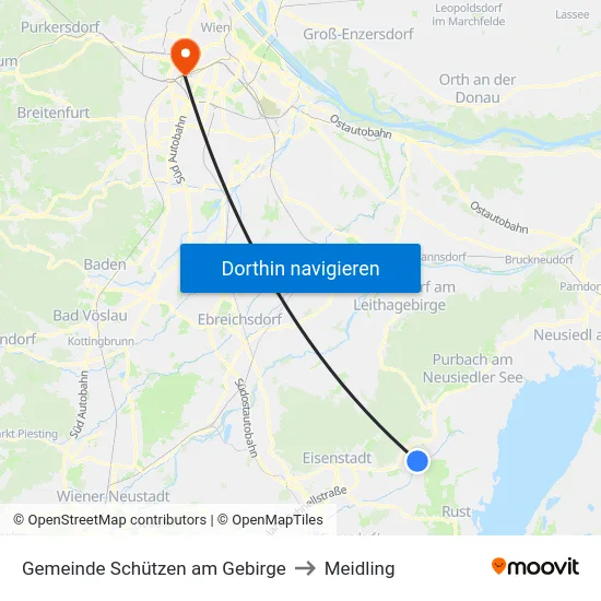 Gemeinde Schützen am Gebirge to Meidling map