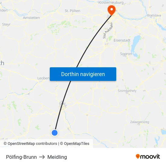 Pölfing-Brunn to Meidling map