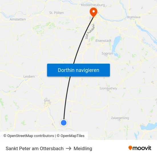 Sankt Peter am Ottersbach to Meidling map