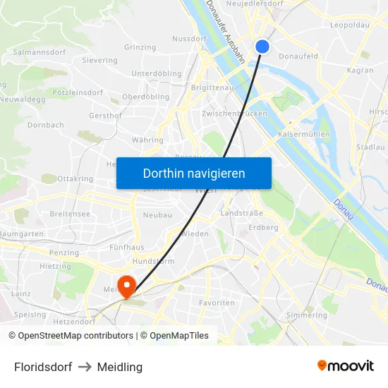 Floridsdorf to Meidling map