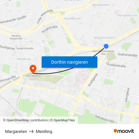 Margareten to Meidling map