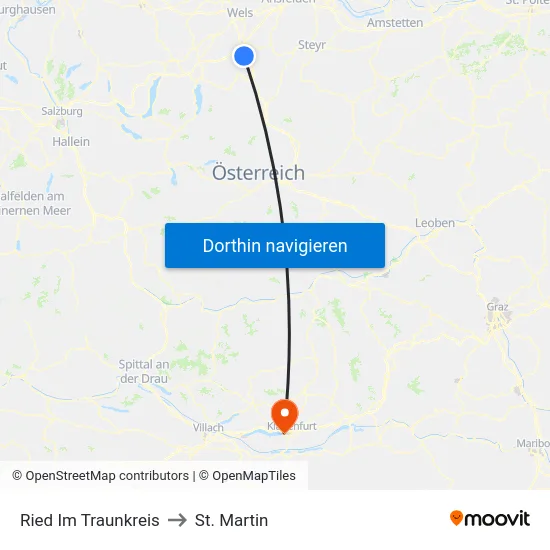 Ried Im Traunkreis to St. Martin map