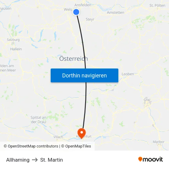 Allhaming to St. Martin map