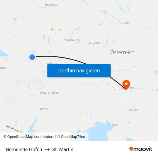 Gemeinde Höfen to St. Martin map