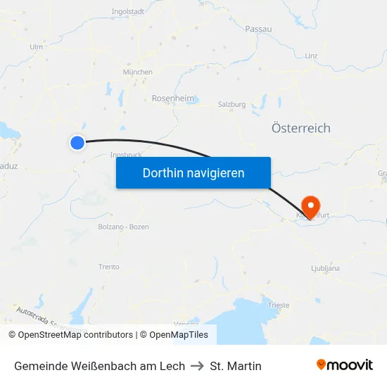 Gemeinde Weißenbach am Lech to St. Martin map