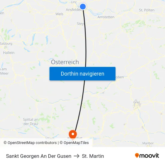 Sankt Georgen An Der Gusen to St. Martin map