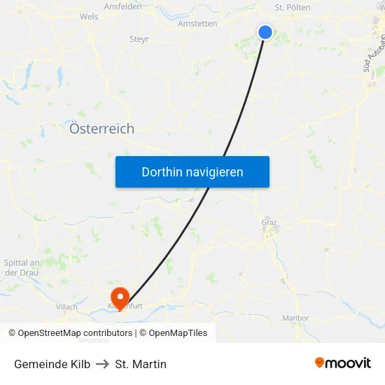 Gemeinde Kilb to St. Martin map