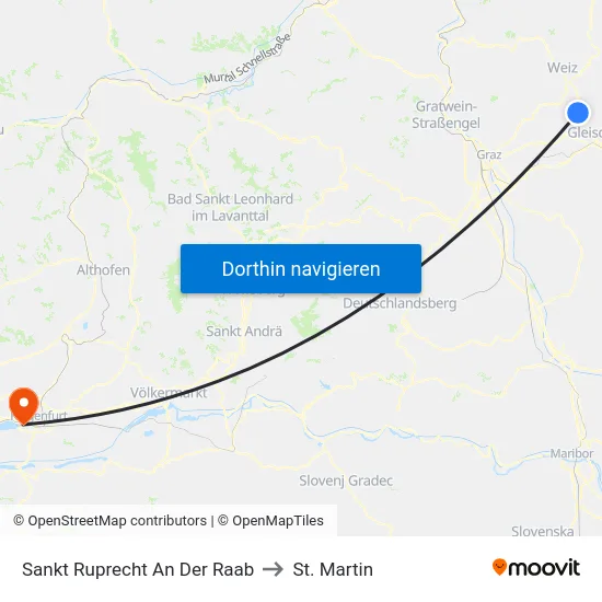 Sankt Ruprecht An Der Raab to St. Martin map