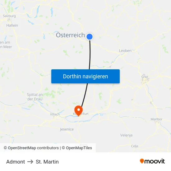 Admont to St. Martin map