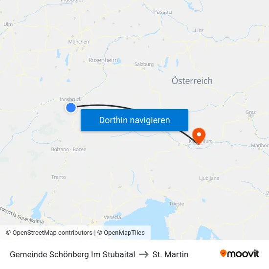 Gemeinde Schönberg Im Stubaital to St. Martin map