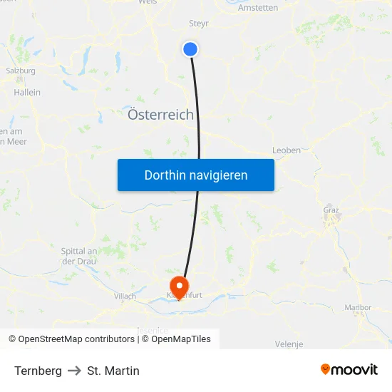 Ternberg to St. Martin map