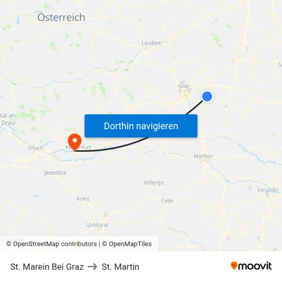 St. Marein Bei Graz to St. Martin map