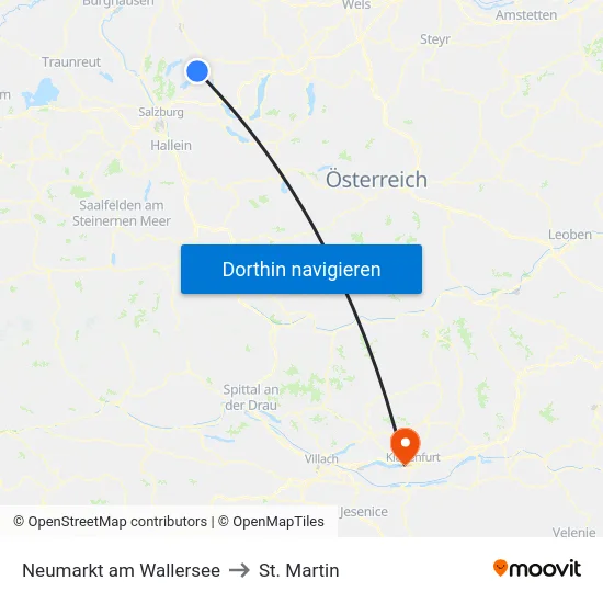 Neumarkt am Wallersee to St. Martin map