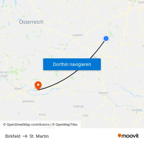 Birkfeld to St. Martin map