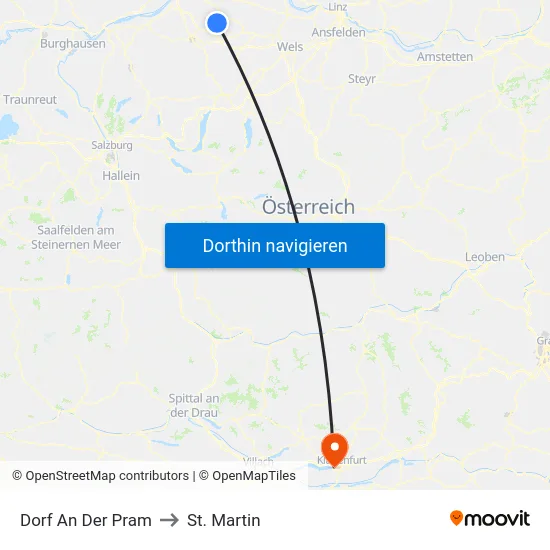 Dorf An Der Pram to St. Martin map