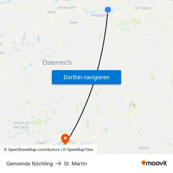 Gemeinde Nöchling to St. Martin map