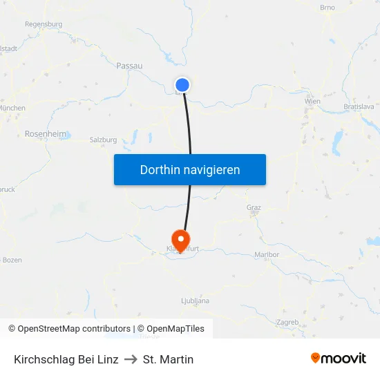 Kirchschlag Bei Linz to St. Martin map