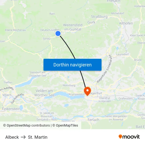 Albeck to St. Martin map