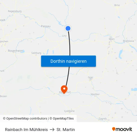 Rainbach Im Mühlkreis to St. Martin map