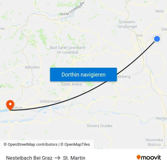 Nestelbach Bei Graz to St. Martin map