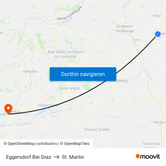 Eggersdorf Bei Graz to St. Martin map