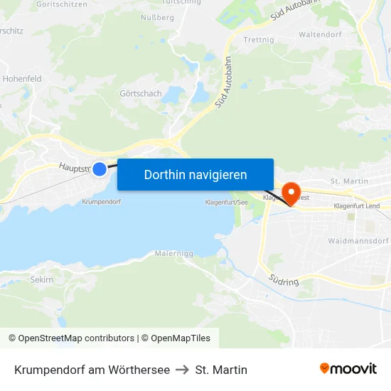 Krumpendorf am Wörthersee to St. Martin map